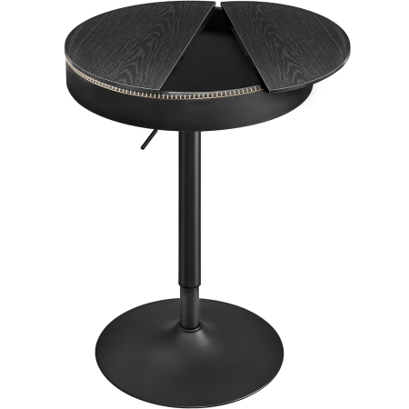 Mese living si bucatarie - VASAGLE Masa de bar neagra, 59x59x(83-105) cm – inaltime reglabila, compartiment de depozitare