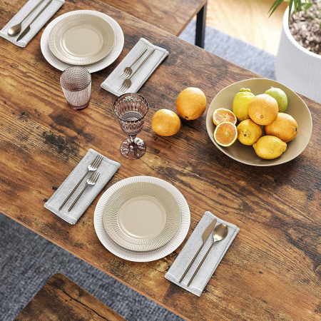 VASAGLE  Masa de bar pentru bucatarie, dreptunghiulara, inalta, cadru de otel, 60x120x90cm, stil industrial, maro rustic si negru [5]