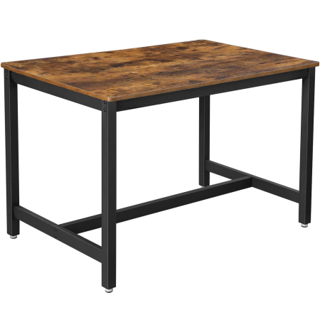 Mese living si bucatarie - VASAGLE Masa de bucatarie pentru 4 persoane, cadru metalic, stil industrial, 120x75x75 cm, maro rustic