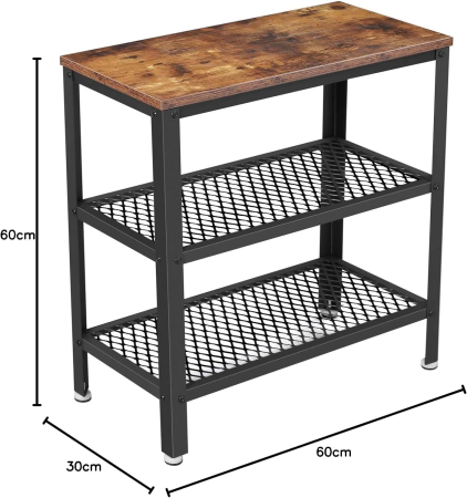VASAGLE Masa de cafea laterala, cu 3 nivele, cadru din otel, 60x30x60cm, maro rustic [2]