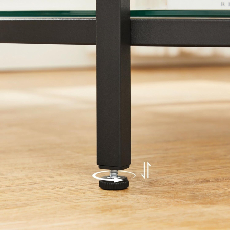 VASAGLE Masa de cafea rotunda cu blat din imitatie de marmura, polita suplimentara din sticla, 80x45cm, alb si negru [6]