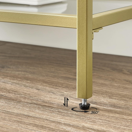 VASAGLE Masa de intrare, pe 3 nivele, blat din sticla securizata, cadru metalic, 30x130x73cm, auriu [8]