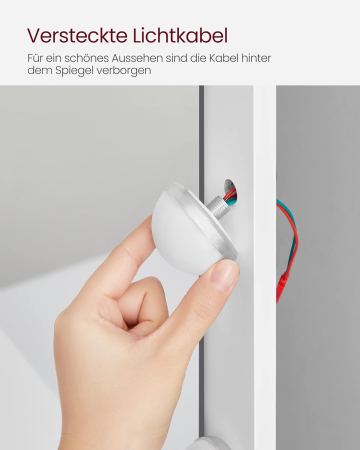 VASAGLE Masa de toaleta cu oglinda, iluminare LED, 2 sertare si 3 compartimente deschise, 80x40x140cm, modern, alb [6]