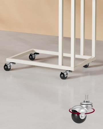 VASAGLE Masuta de cafea, cu cadru de otel si roti, stil industrial, 35x50x60 cm, crem [3]