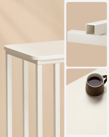 VASAGLE Masuta de cafea, cu cadru de otel si roti, stil industrial, 35x50x60 cm, crem [5]