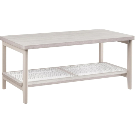 Mese cafea si decorative - VASAGLE Masuta de cafea, din MDF, cu spatiu de depozitare pe 2 nivele, 55x100x45 cm, stil boho, bej