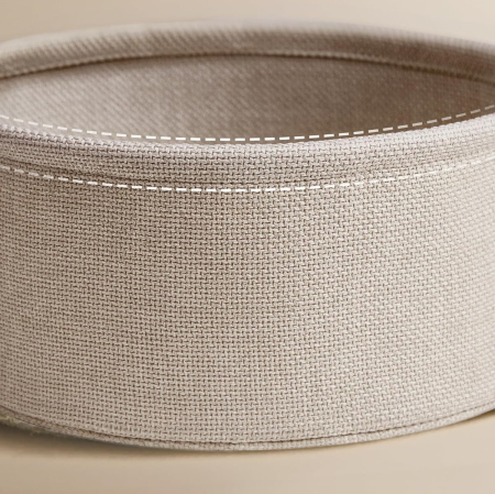 VASAGLE Masuta de cafea rotunda cu cos de stofa, stil modern, 45x75cm, alb cu bej [4]