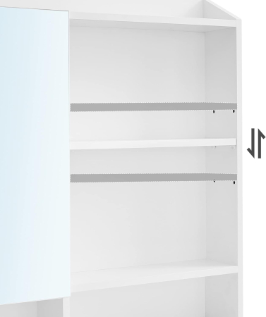 VASAGLE  Masuta de toaleta cu oglinda, rafturi reglabile si sertar pentru cosmetice, 70x40x136cm, alb [3]