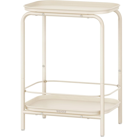 Mese cafea si decorative - VASAGLE Masuta laterala 40x30x56 cm, cu 2 rafturi, otel rezistent la apa si zgarieturi, crem
