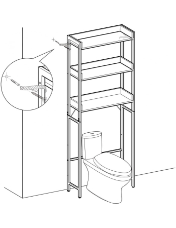 VASAGLE Raft de depozitare pentru baie, suprapunere peste masina spalat sau vas WC, 25x63x165 cm, maro [12]