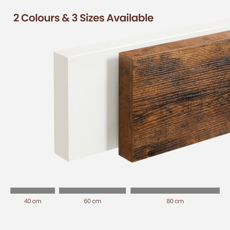 VASAGLE Raft de perete suspendat plutitor, MDF, sistem montare inclus, 60x20x4cm, vintage maro [6]