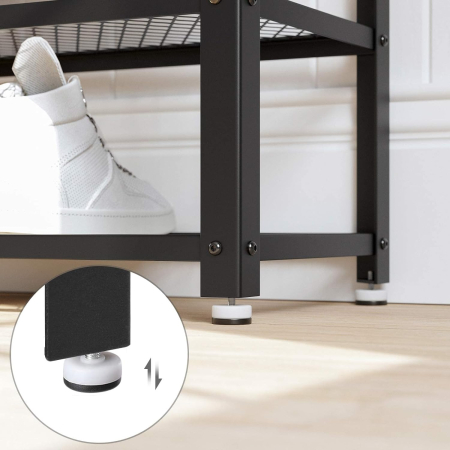 VASAGLE Raft pentru pantofi cu 2 polite, 100x30x45cm, otel, stil industrial, maro rustic si negru [2]