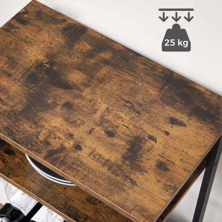 VASAGLE Raft pentru vinuri, capacitate 20 de sticle, cu suport pentru pahare, stil industrial, 50x32x100cm, maro rustic si negru [4]