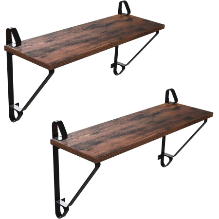 MOBILIER - VASAGLE Rafturi de perete suspendate, set 2 bucati, 60x20x33cm, stil industrial, maro rustic si negru