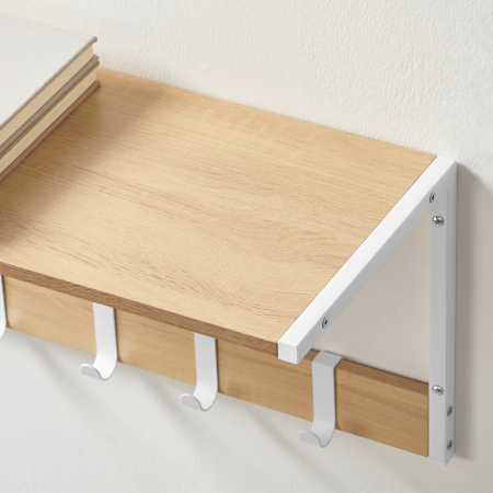 VASAGLE Set 2 cuiere cu rafturi perete, PAL si otel, 50x24x27 cm, stejar, alb [6]