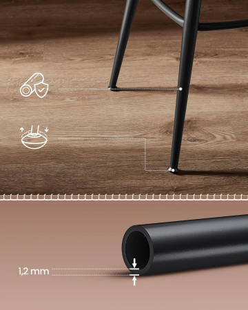 VASAGLE set 2 scaune de bar rotative 360°, cu spatar, inaltime 101 cm, piele sintetica, cadru otel, stil modern, maro [7]