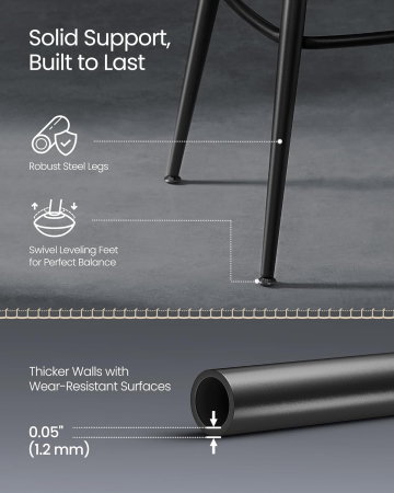 VASAGLE set 2 scaune de bar rotative 360°, cu spatar, inaltime 101 cm, piele sintetica, cadru otel, stil modern, negru [3]