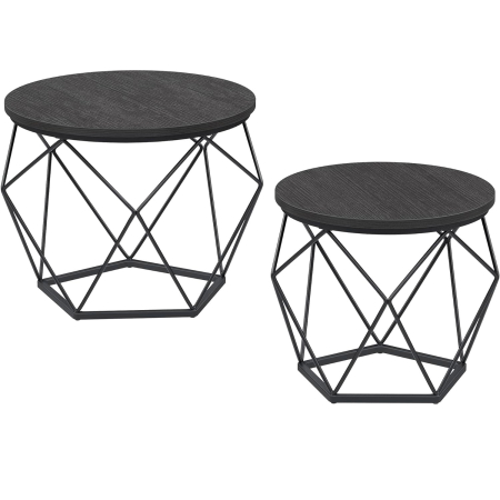 Mese cafea si decorative - VASAGLE Set de 2 mese de cafea, stil industrial, 50x40cm si 40x36cm, negru
