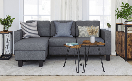 VASAGLE Set de 2 mese de cafea, stil industrial, 60x38x48cm si 52x32x43cm, maro rustic si negru [2]