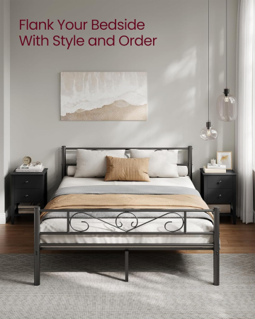 VASAGLE Set de 2 noptiere din bambus, cu 2 sertare, 35x40x60 cm, negru [6]