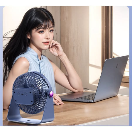 Ventilator 2in1, , de Masa/de Perete, Incarcare USB, 3.7 V, 4.5 W, 1200 mAh, 17.5 x 17 x 7.6 cm, Albastru Fumuriu [1]