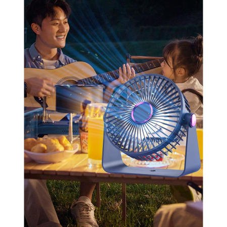 Ventilator 2in1, , de Masa/de Perete, Incarcare USB, 3.7 V, 4.5 W, 1200 mAh, 17.5 x 17 x 7.6 cm, Albastru Fumuriu [2]