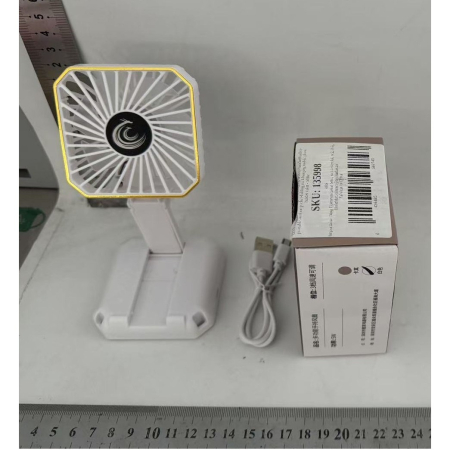 Ventilator Portabil, , de Gat, de Birou, Suport Telefon, 14 x 7 cm, Incarcare USB, din ABS, 3 Viteze, Alb [7]