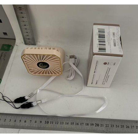 Ventilator Portabil, , de Gat, de Birou, Suport Telefon, 14 x 7 cm, Incarcare USB, din ABS, 3 Viteze, Bej [7]