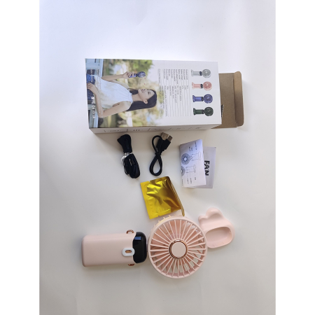 Ventilator Ultra Portabil cu Aromaterapie, , 3 in 1, de Mana, de Birou, de Gat, 5 Trepte de Viteza, Incarcare USB, Autonomie 12h, Pliabil, cu Ecran LCD, Roz [7]