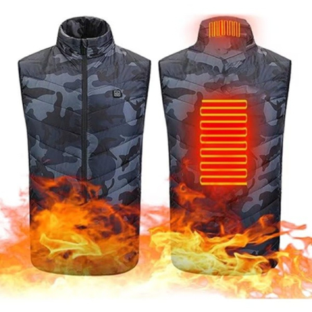 Vesta cu Incalzire, , Unisex, 2 Zone de Incalzire, Umplutura Bumbac, 3 Trepte de Temperatura, Incarcare USB, Albastru, 65 - 75 kg, Marime XXL [1]