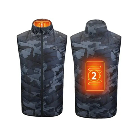 Vesta cu Incalzire, , Unisex, 2 Zone de Incalzire, Umplutura Bumbac, 3 Trepte de Temperatura, Incarcare USB, Albastru, 74 - 84 kg, Marime XXXL [2]