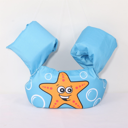 Vesta de salvare pentru copii cu aripioare de inot, , Albastru, Model stea de mare [2]