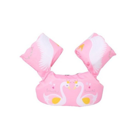 Colace si Piscine - Vesta de salvare pentru copii cu aripioare de inot, , Roz, Model lebede