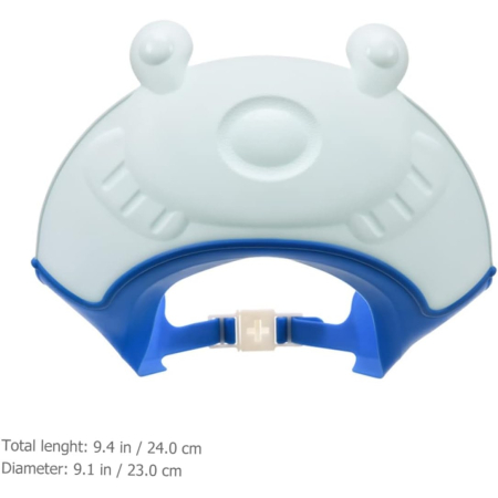 Viziera de Protectie Baie Pentru Copii, Fippy, Model Broasca, Dimensiune ajustabila, Durabil, Usor de curatat, Impotriva Samponului, pentru Ochi si Urechi, TPE+PP, 24x23 cm, Albastru [2]