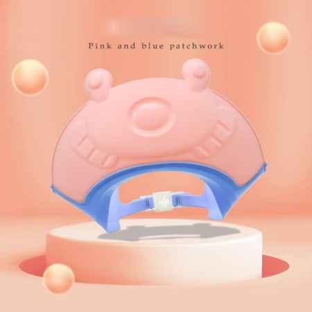 Viziera de Protectie Baie Pentru Copii, Fippy, Model Broasca, Dimensiune ajustabila, Durabil, Usor de curatat, Impotriva Samponului, pentru Ochi si Urechi, TPE+PP, 24x23 cm, Roz [1]