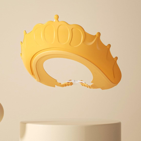 Viziera de Protectie Baie Pentru Copii, Fippy, Model Coronita, Dimensiune ajustabila, Durabil, Usor de curatat, Impotriva Samponului, pentru Ochi si Urechi, TPE+PP, 24x22 cm, Galben [3]