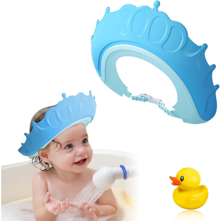 Viziera de Protectie Baie Pentru Copii, Fippy, Model Coronita, Dimensiune ajustabila, Durabil, Usor de curatat, Impotriva Samponului, pentru Ochi si Urechi, TPE+PP, 24x22 cm, Albastru [6]