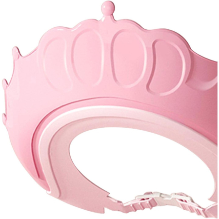 Viziera de Protectie Baie Pentru Copii, Fippy, Model Coronita, Dimensiune ajustabila, Durabil, Usor de curatat, Impotriva Samponului, pentru Ochi si Urechi, TPE+PP, 24x22 cm, Roz [1]