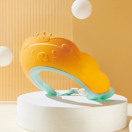 Viziera de Protectie Baie Pentru Copii, Fippy, Model Coronita Leu, Dimensiune ajustabila, Durabil, Usor de curatat, Impotriva Samponului, pentru Ochi si Urechi, TPE+PP, 21x20.5 cm, Portocaliu [10]