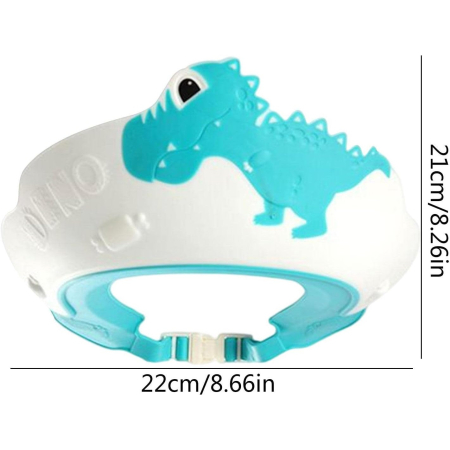 Viziera de Protectie Baie Pentru Copii, Fippy, Model Dinozaur, Dimensiune ajustabila, Durabil, Usor de curatat, Impotriva Samponului, pentru Ochi si Urechi, TPE+PP, 22x21 cm, Albastru [7]