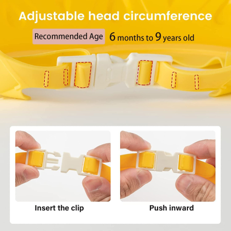 Viziera de Protectie Baie Pentru Copii, Fippy, Model Hipopotam, Dimensiune ajustabila, Durabil, Usor de curatat, Impotriva Samponului, pentru Ochi si Urechi, TPE+PP, 22x21 cm, Galben [2]