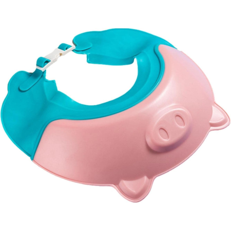 Viziera de Protectie Baie Pentru Copii, Fippy, Model Purcelus, Dimensiune ajustabila, Durabil, Usor de curatat, Impotriva Samponului, pentru Ochi si Urechi, TPE+PP, 23x23 cm, Roz [5]