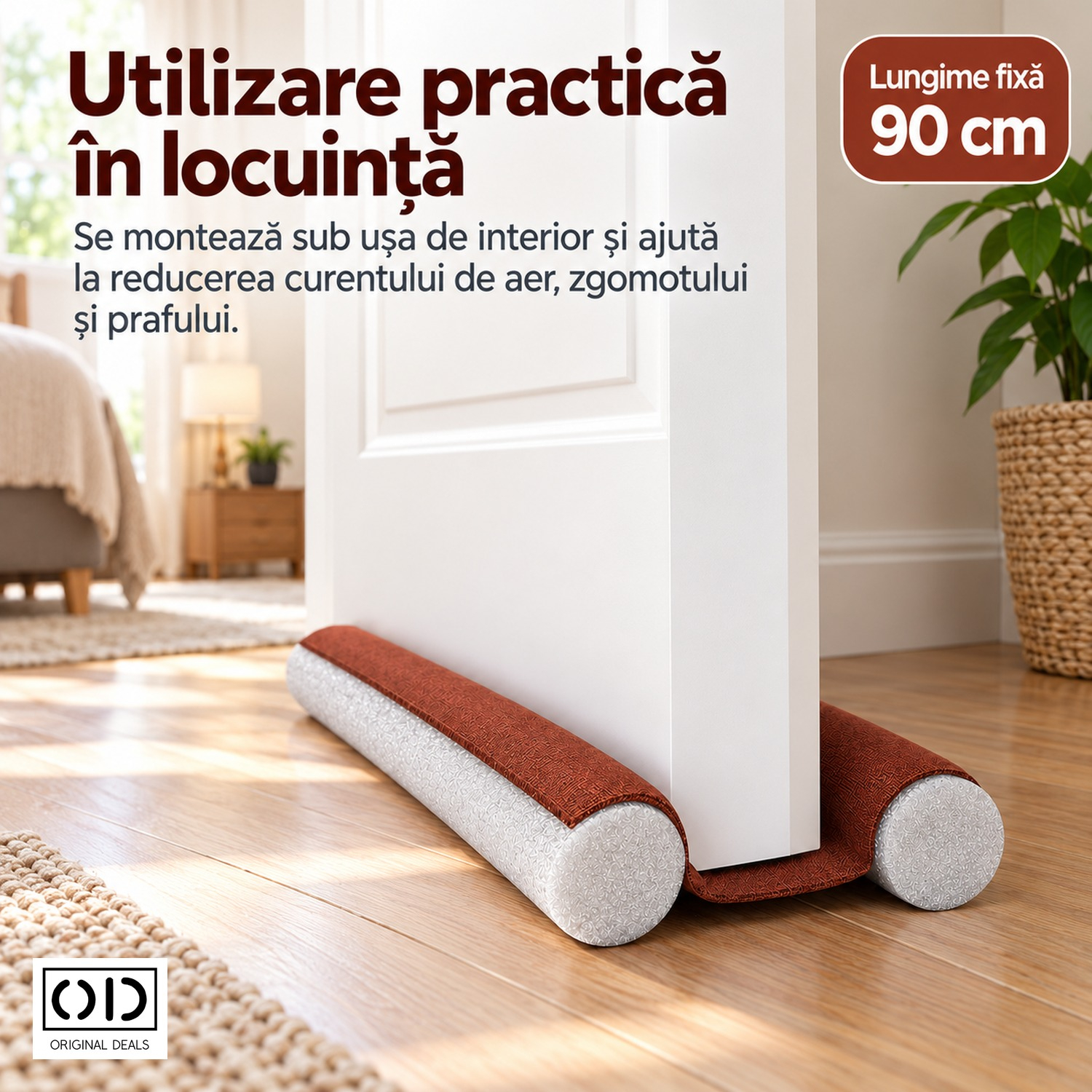 Bandă textilă de legătură poziționată sub ușa de interior