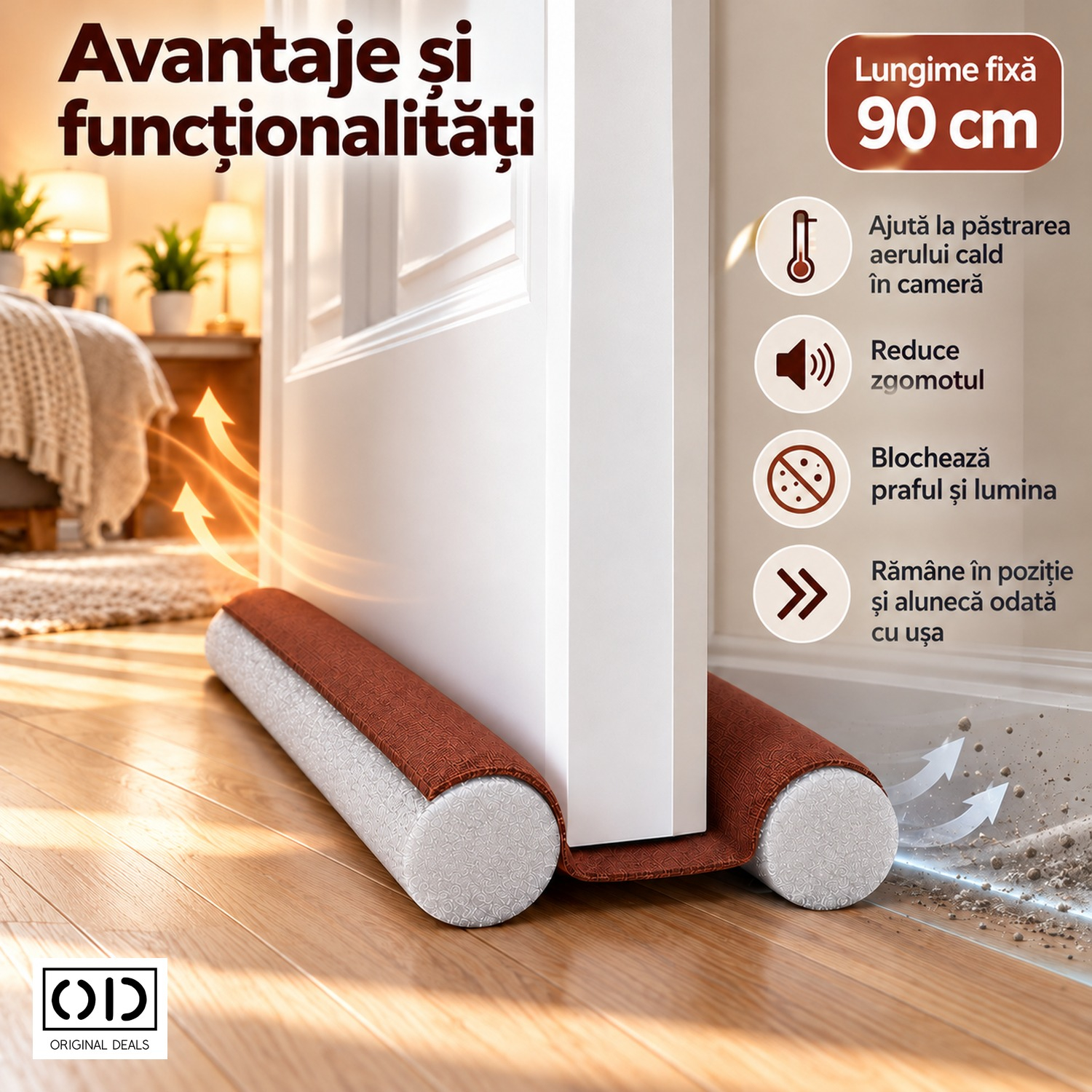Două role izolatoare care se pot deplasa împreună cu ușa