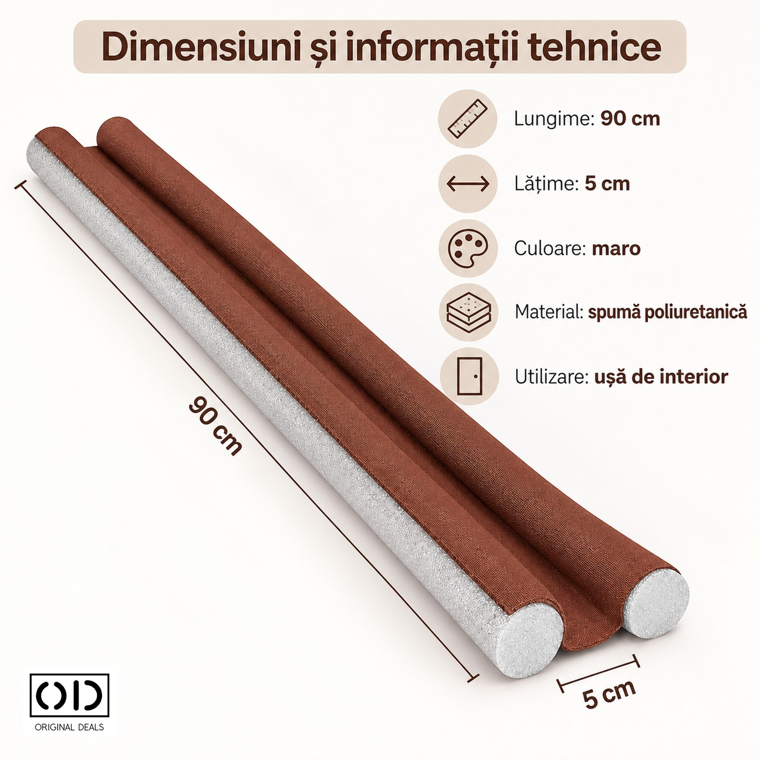 Bandă izolatoare pentru ușă cu dimensiuni de 90 x 5 cm