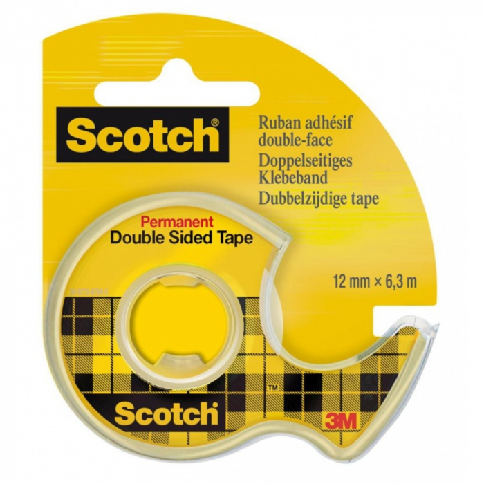 Dispenser cu banda dublu adeziva transparenta, 12mm x 6.3m, 3M - SCOTCH [1]