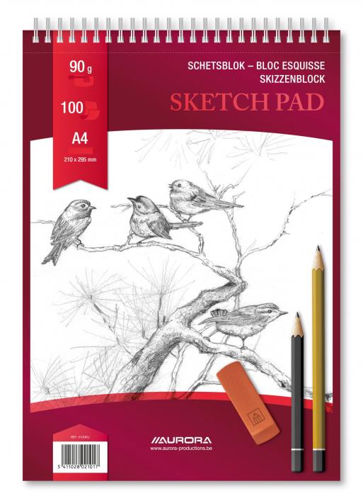 Bloc desen cu spirala, A4, 100 file - 90g/mp, pentru schite creion, AURORA Esquisse [3]
