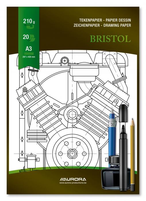 Bloc desen A3, 20 file - 210g/mp, pentru schite creion/marker, AURORA Bristol [3]