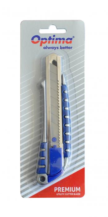 Cutter premium Optima, lama 18mm SK5, sina metalica, zinc cu rubber grip [4]