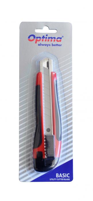 Cutter basic Optima, lama 18mm SK7, sina metalica, ABS cu rubber grip [3]